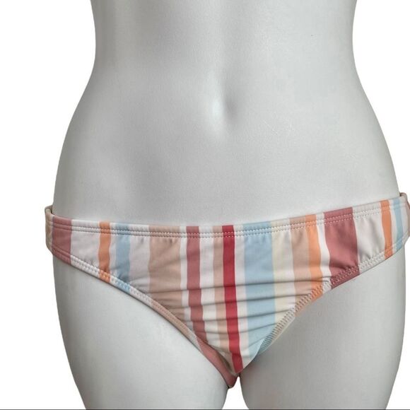 Xhilaration Multi Striped Hipster Bikini Bottom Junior Medium White Beige Clay - Picture 1 of 12